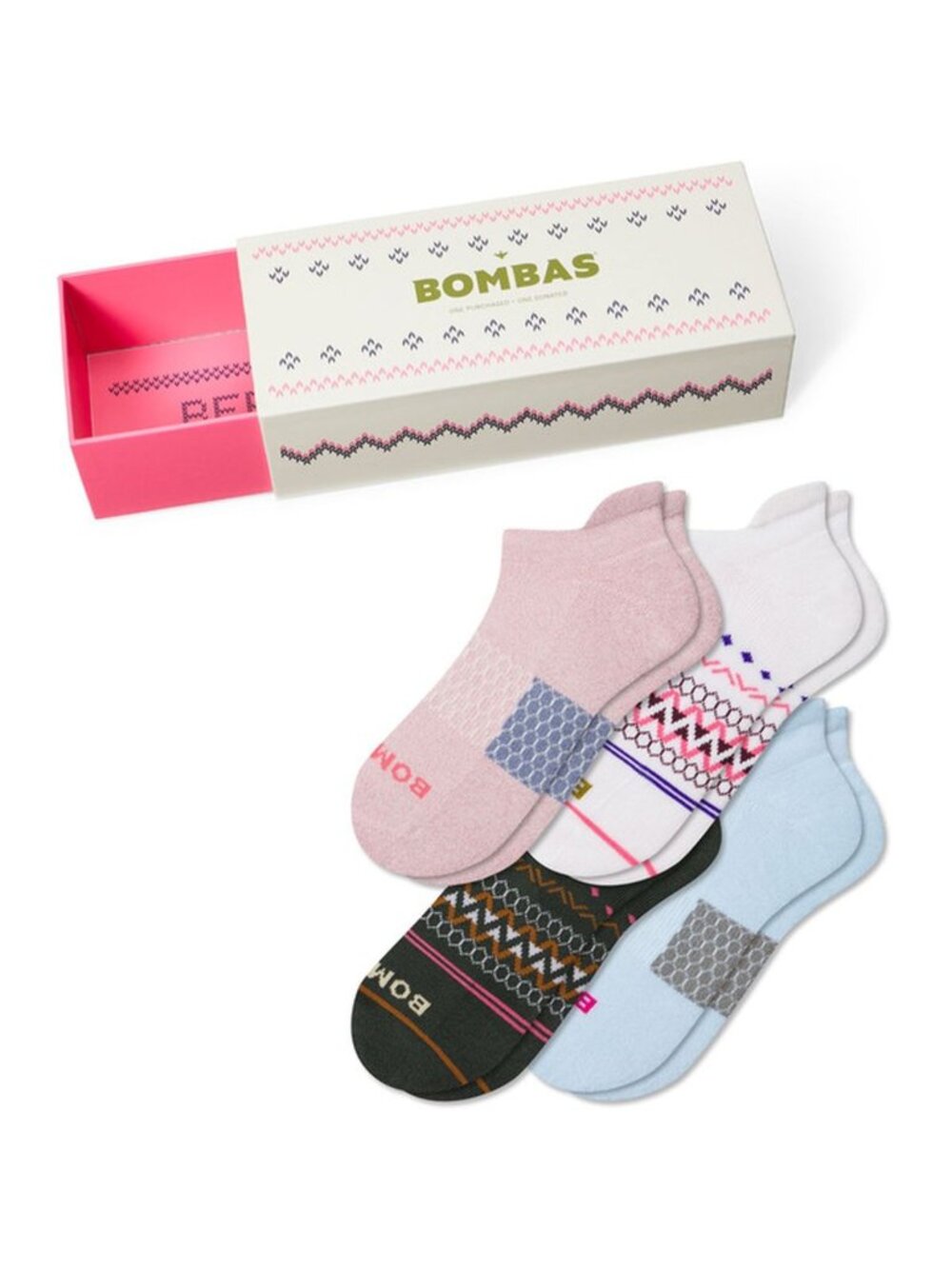 Bombas Ankle Socks 4-Pack Spanish Rose Mix Medium W 8-10.5 M 6-9 101-S01 New Ope